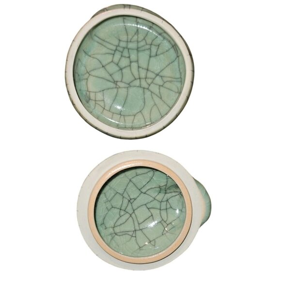 Vintage Trinket Box Japan Celedon Crackle Glaze 1978 Kaleidoscope Inc - Picture 3 of 9